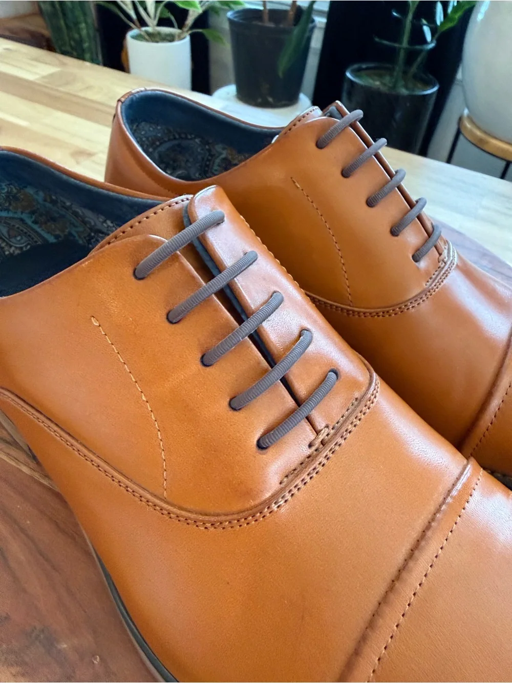 NWOT Bruno Marc Tan Brown Leather Cap-Toe Oxfords Men’s Size 10